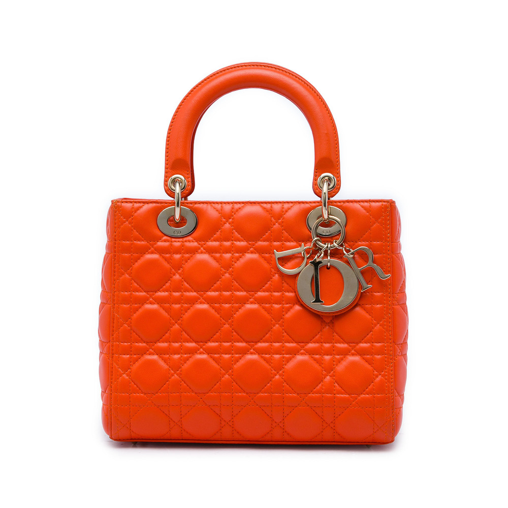 Pre-Loved Dior Medium Lambskin Cannage Lady Dior